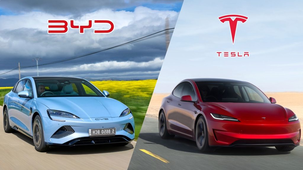 BYD outsells Tesla in China EV market in 2025?